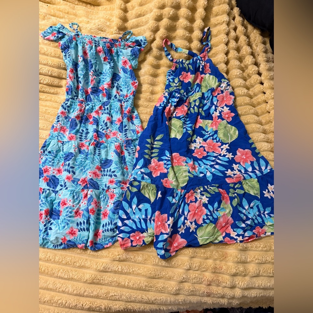 Place Blue and Pink Floral Kids long Dresses Summer Tropical TCP SIZE 10/12